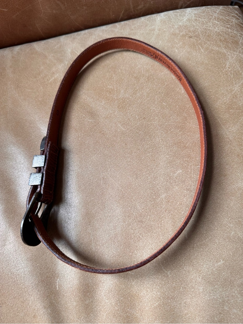 Banana Republic Brown genuine Leather Belt Silver Western Buckle vintage - Picture 5 of 11